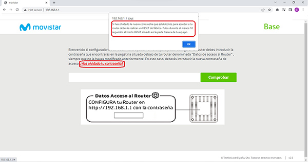 contraseña olvidada router